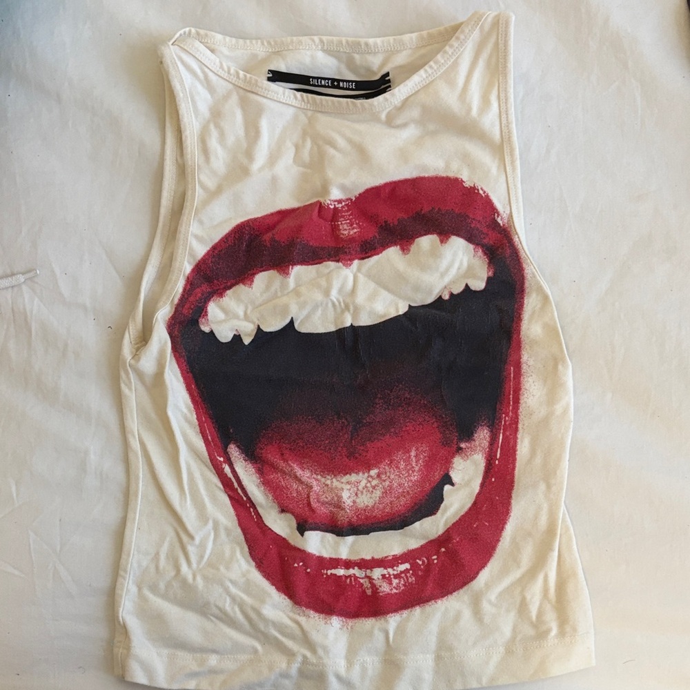 Silence + Noise Graphic Tank Top with Red and White Design